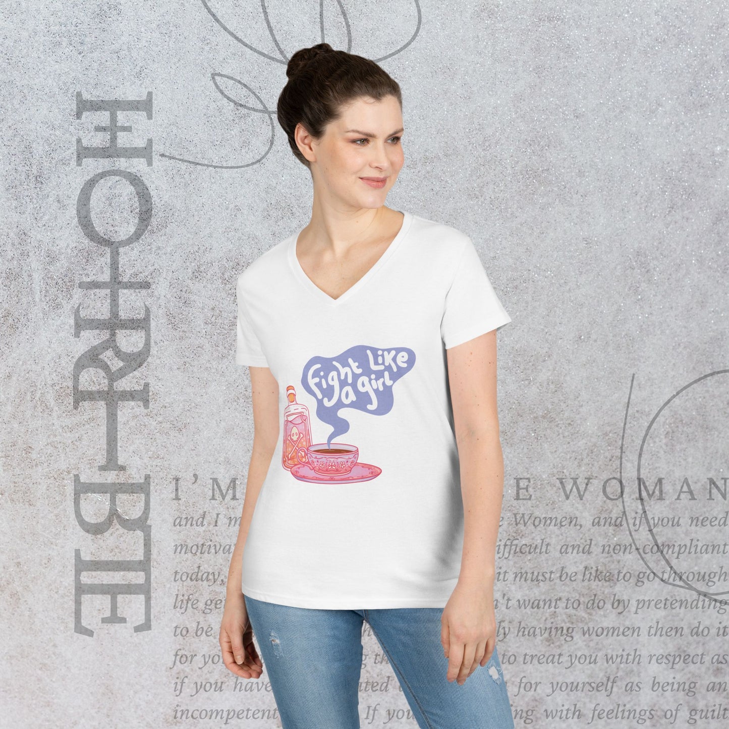 "Fight Like a Girl" - V-Neck T-Shirt