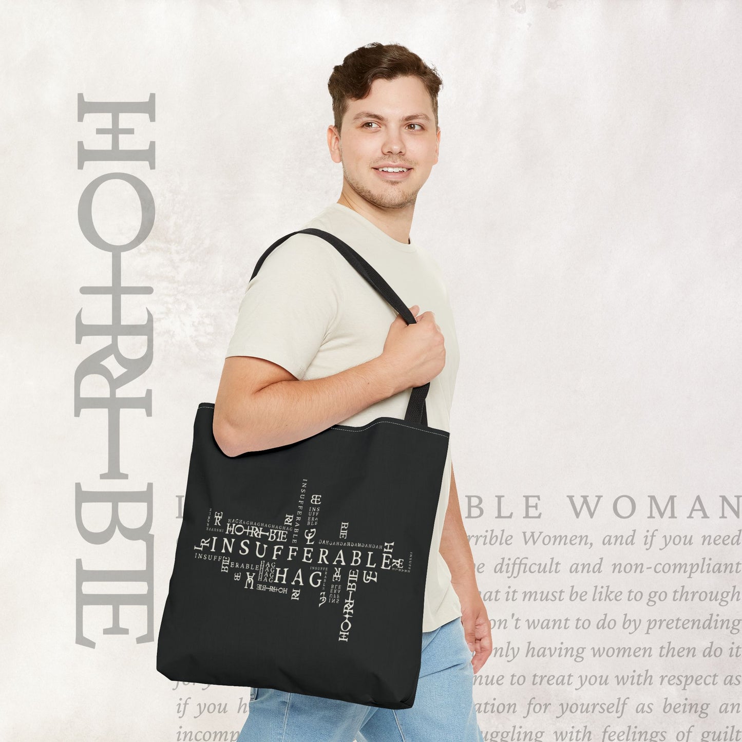 "Insufferable Hag" - Black Tote Bag
