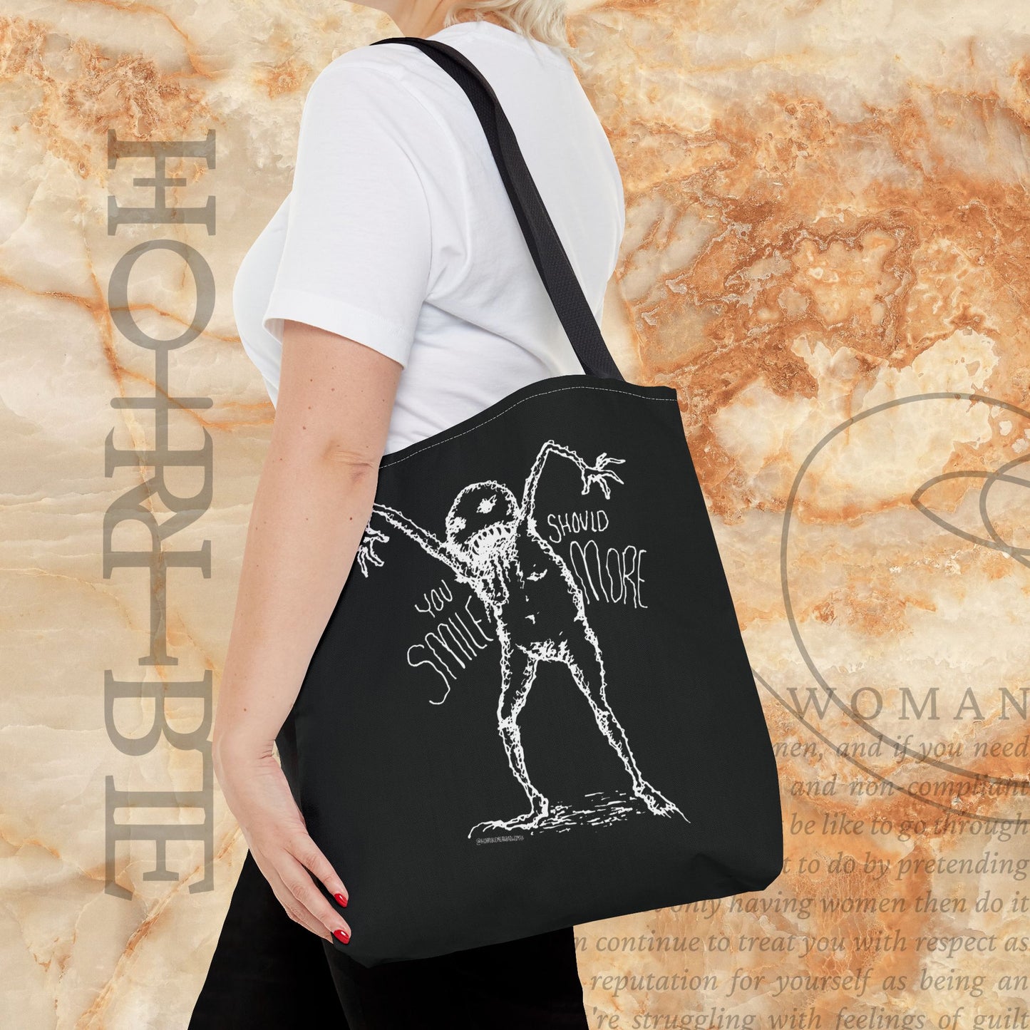 “You Should Smile More” - Black Tote Bag