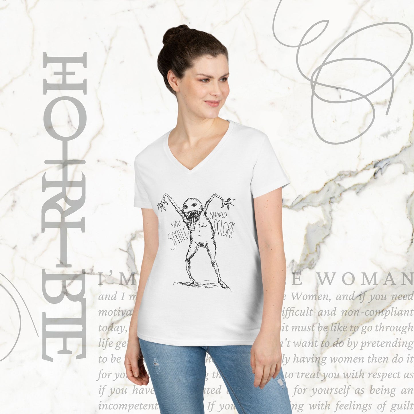 "You Should Smile More" - V-Neck T-Shirt