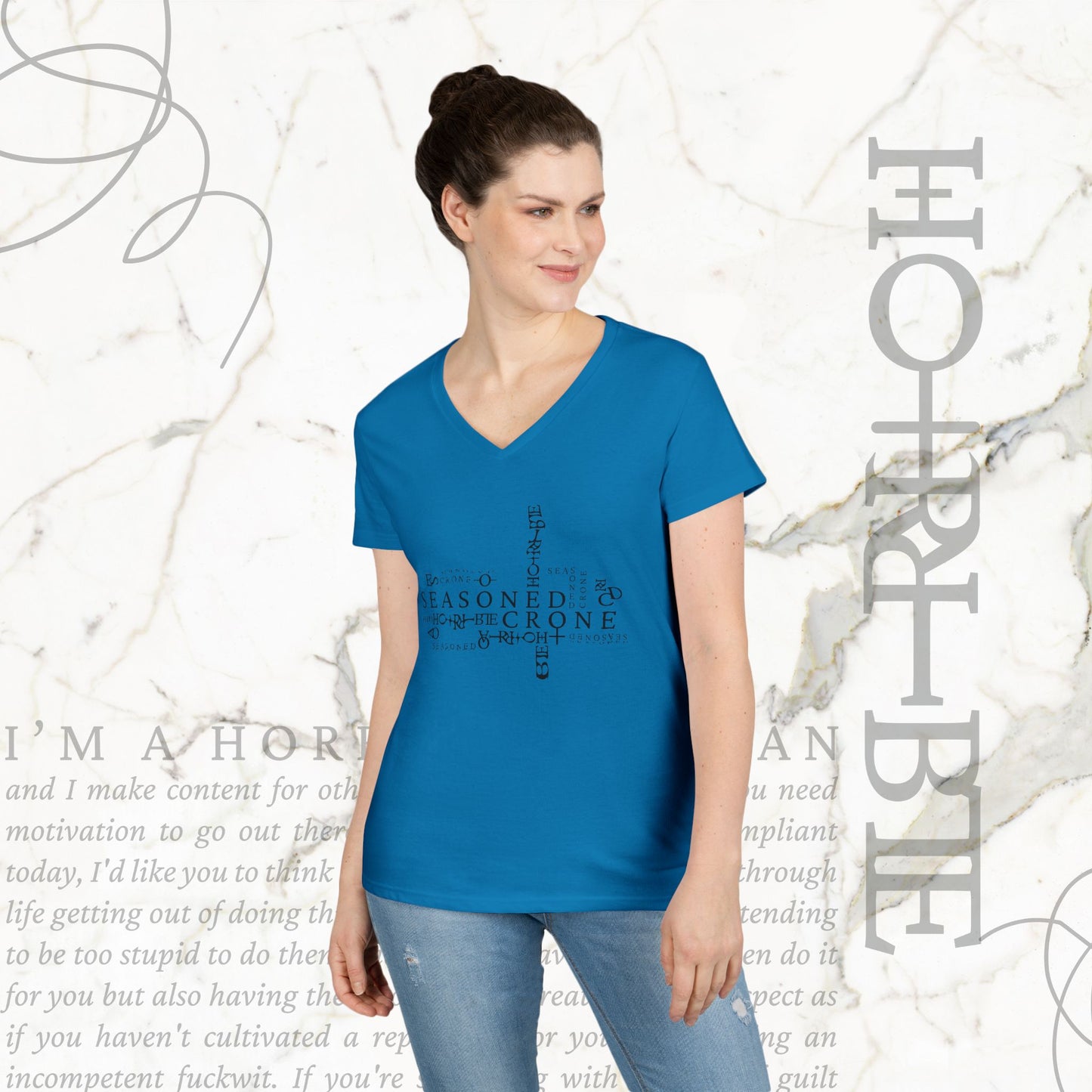 "Seasoned Crone" - V-Neck T-Shirt