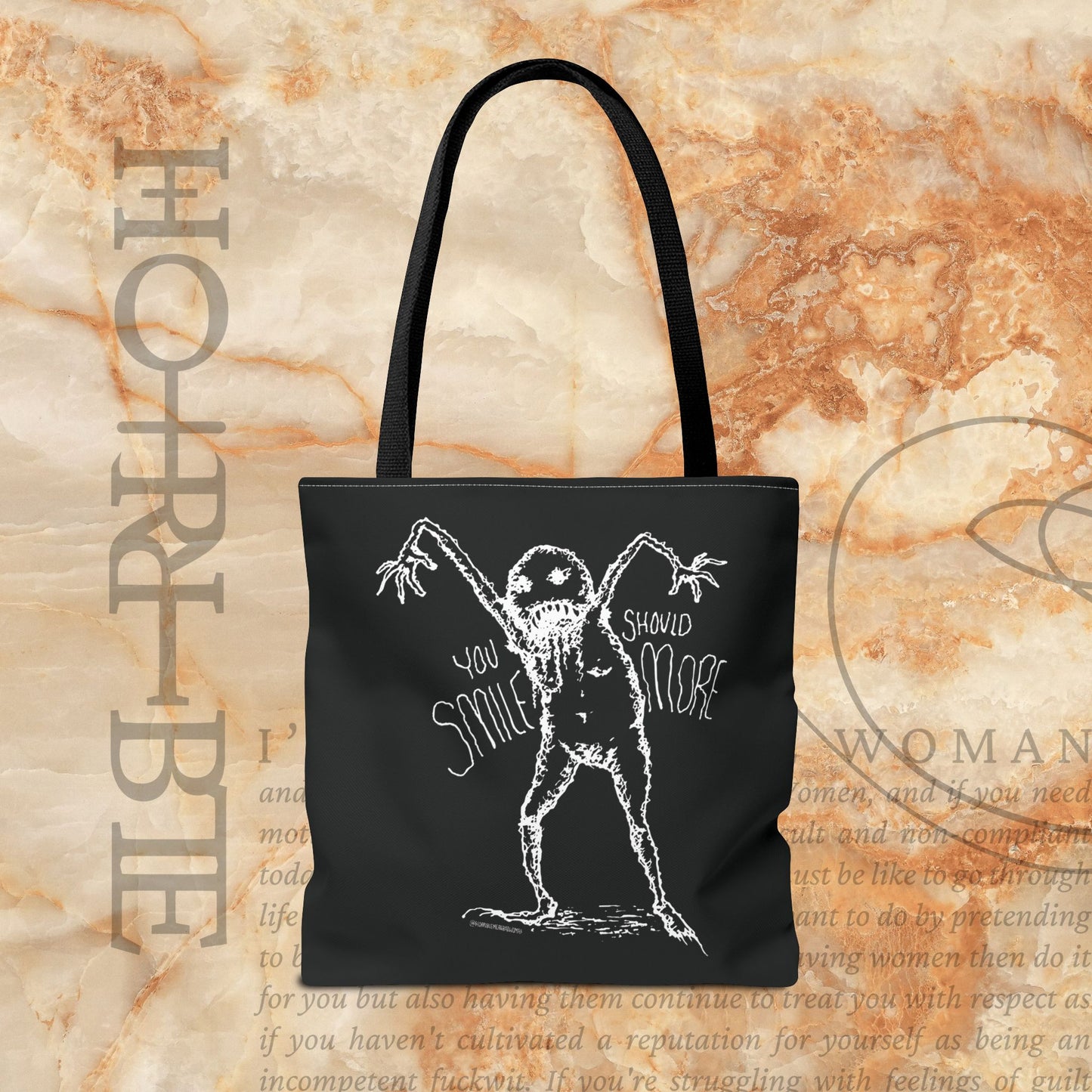 “You Should Smile More” - Black Tote Bag