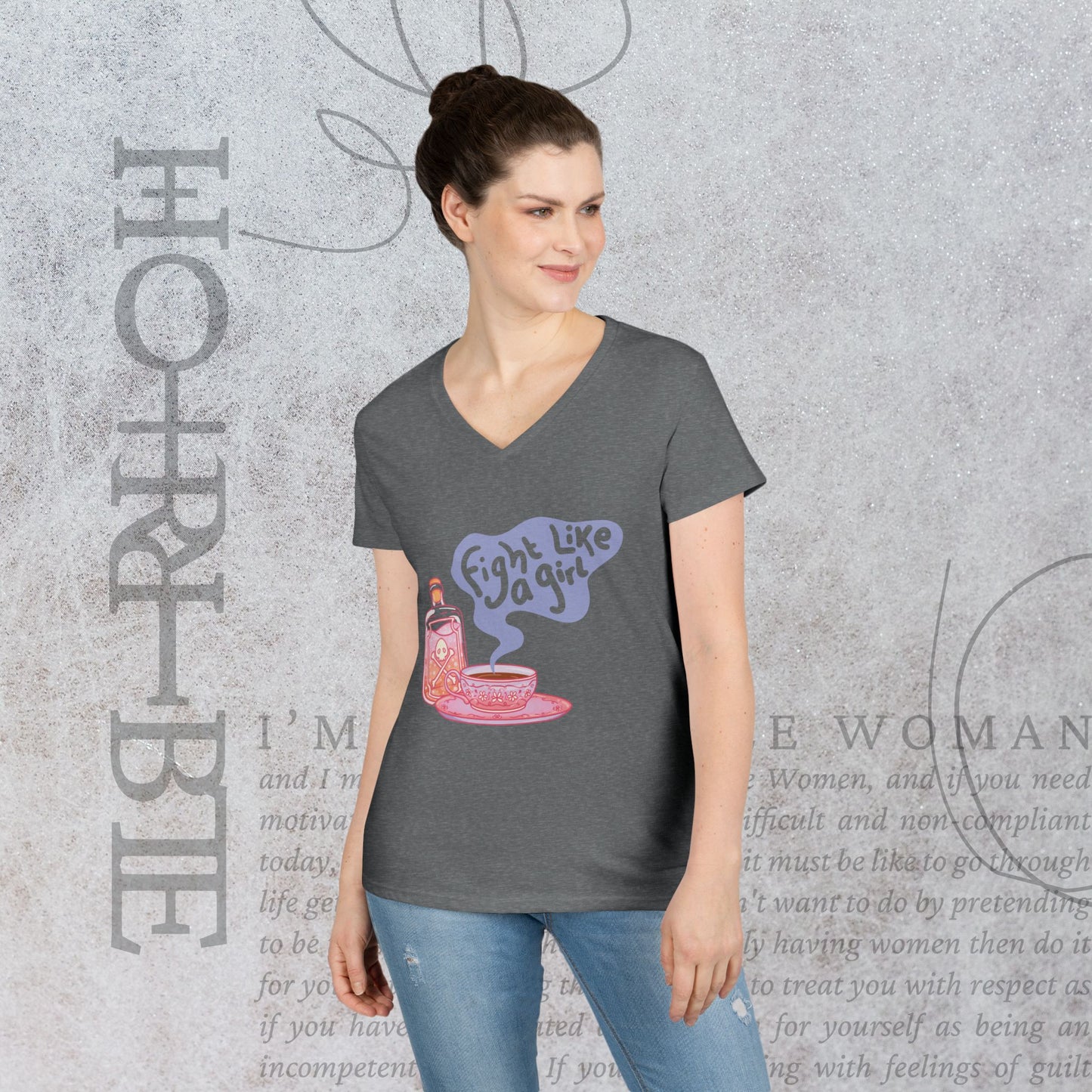 "Fight Like a Girl" - V-Neck T-Shirt