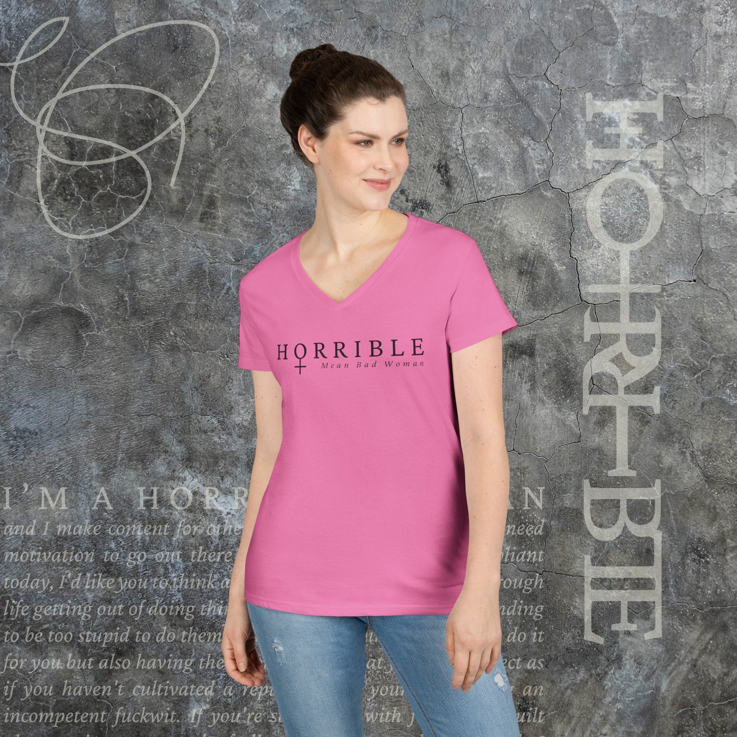 "The Original Horrible Mean Bad Woman" - V-Neck T-Shirt