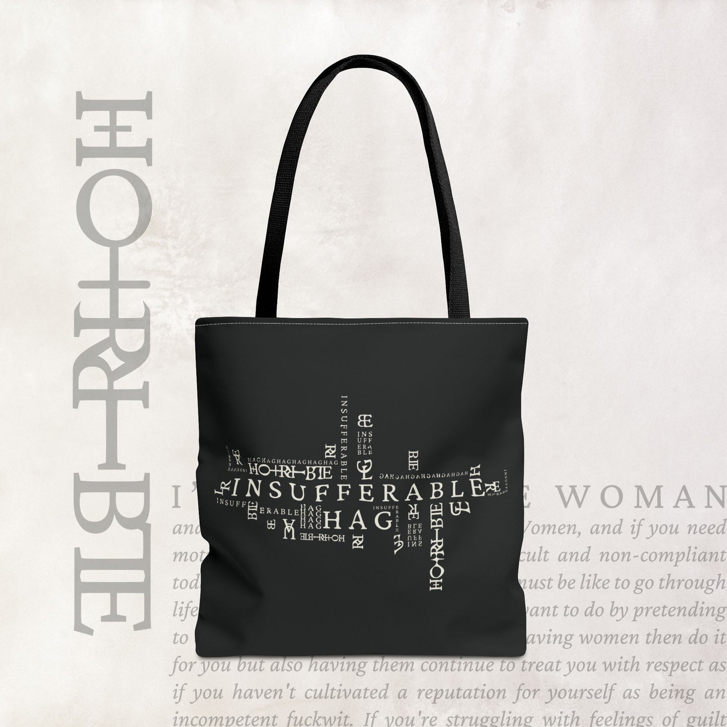 "Insufferable Hag" - Black Tote Bag